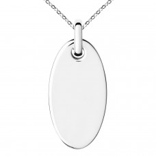 Stainless Steel Oval Charm Pendant Necklace